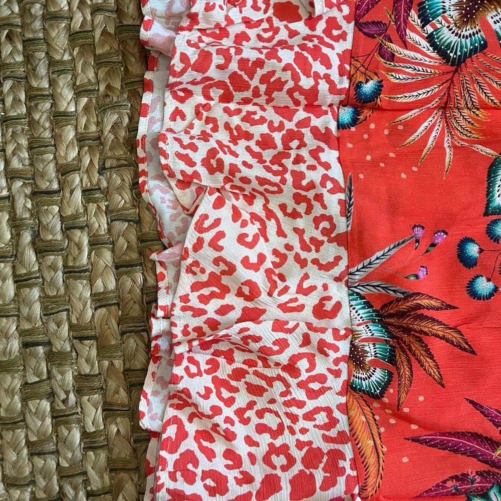 FARM Rio Red A-Line Skirt with Tropical Print - Picture 7 of 10